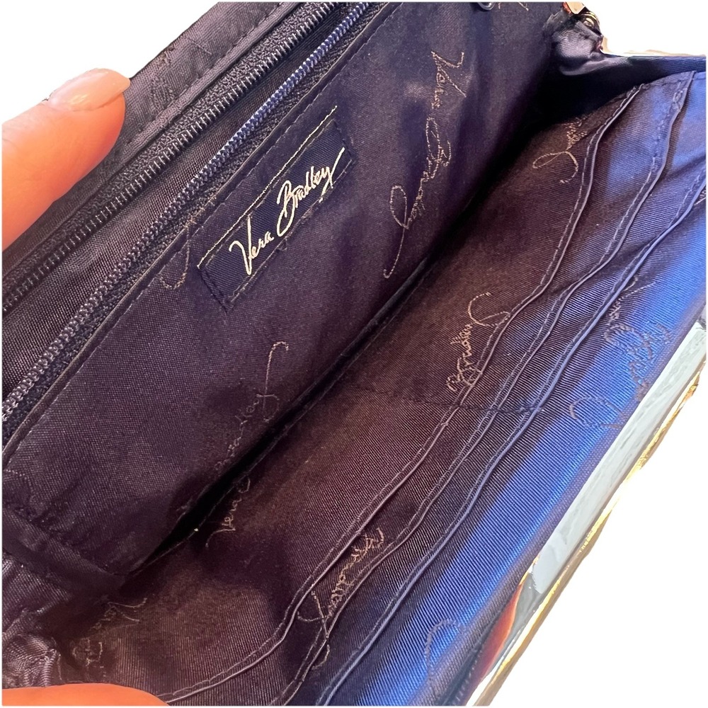 Vera Bradley Blue‎ Twirley Birds Wallet Clutch  Double Kisslock Closures Navy - Picture 5 of 6